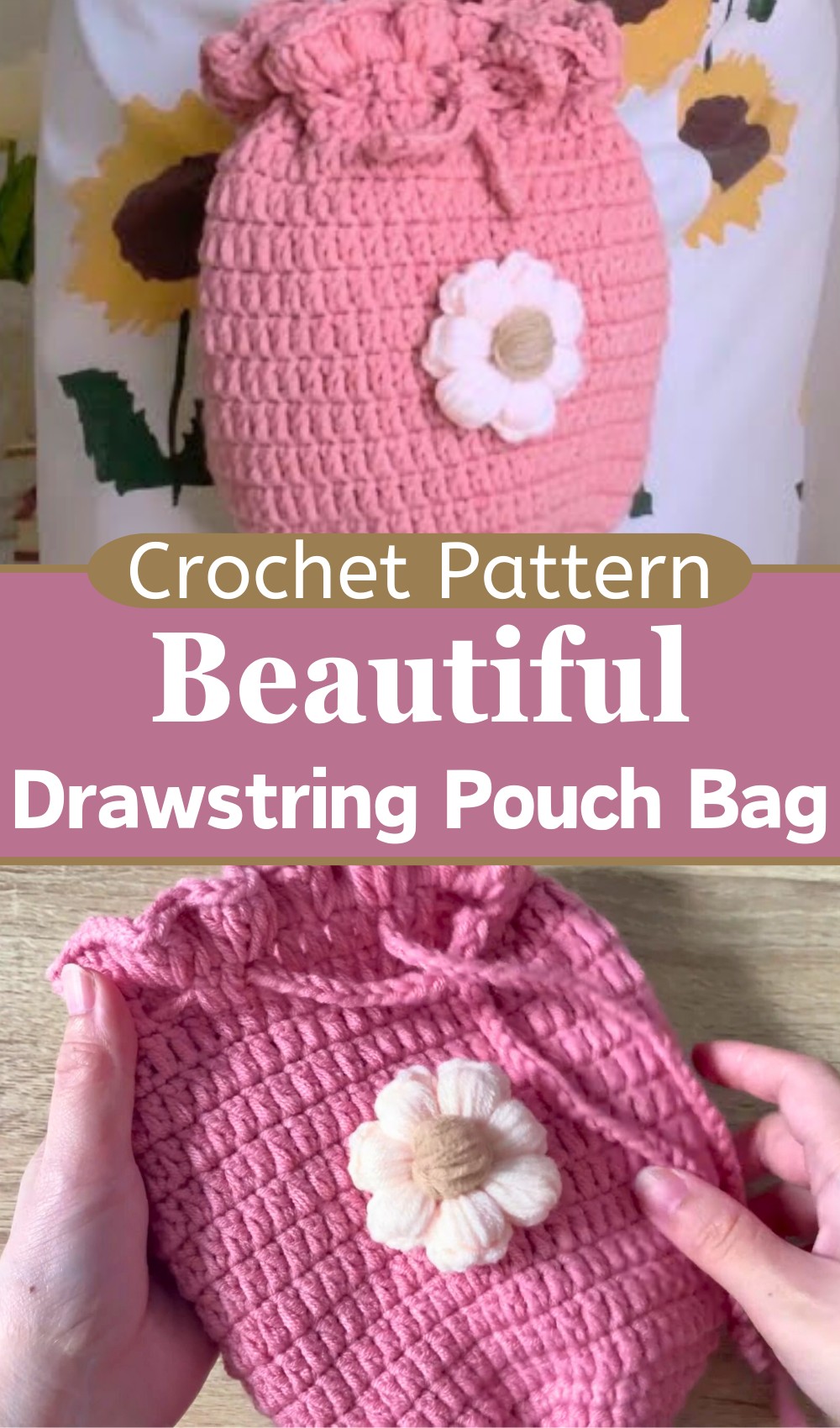 Crochet Drawstring Pouch Bag