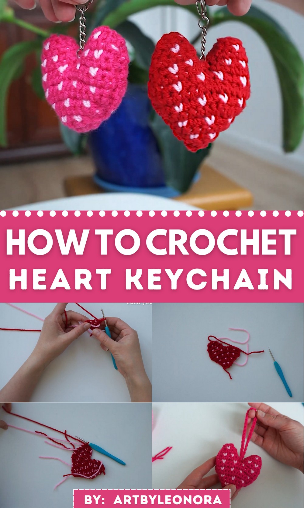 Crochet Heart Keychain