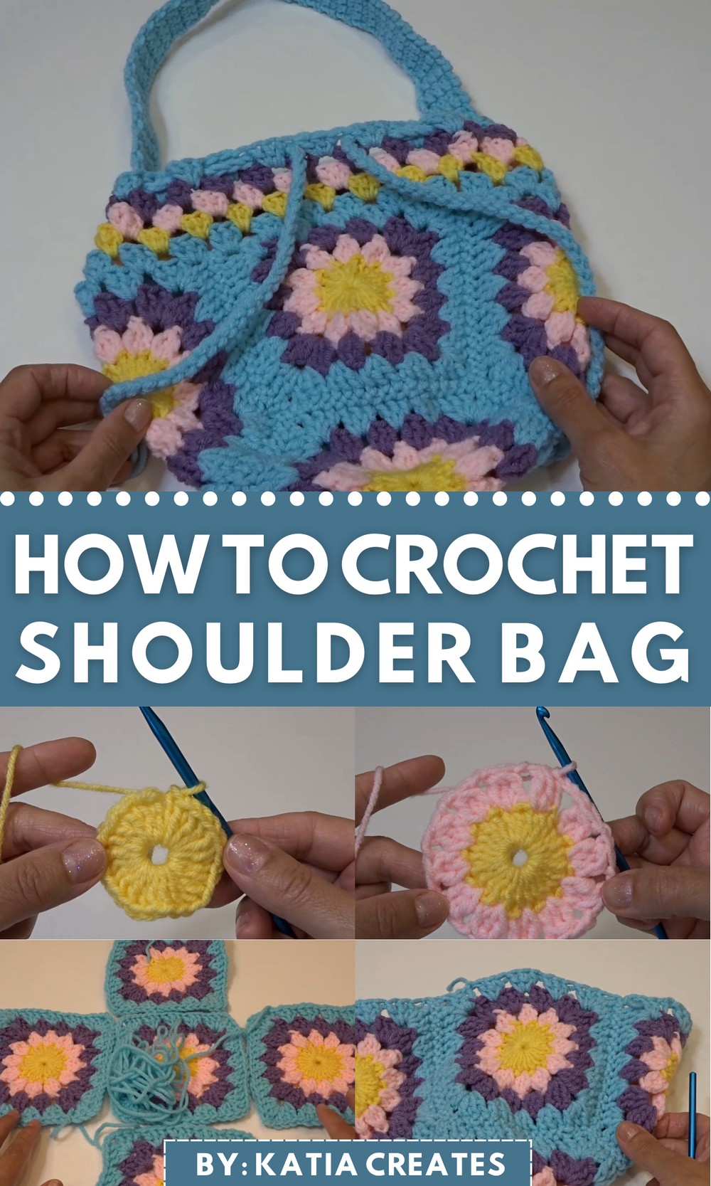 Crochet Shoulder Bag using Sunburst Granny Squares