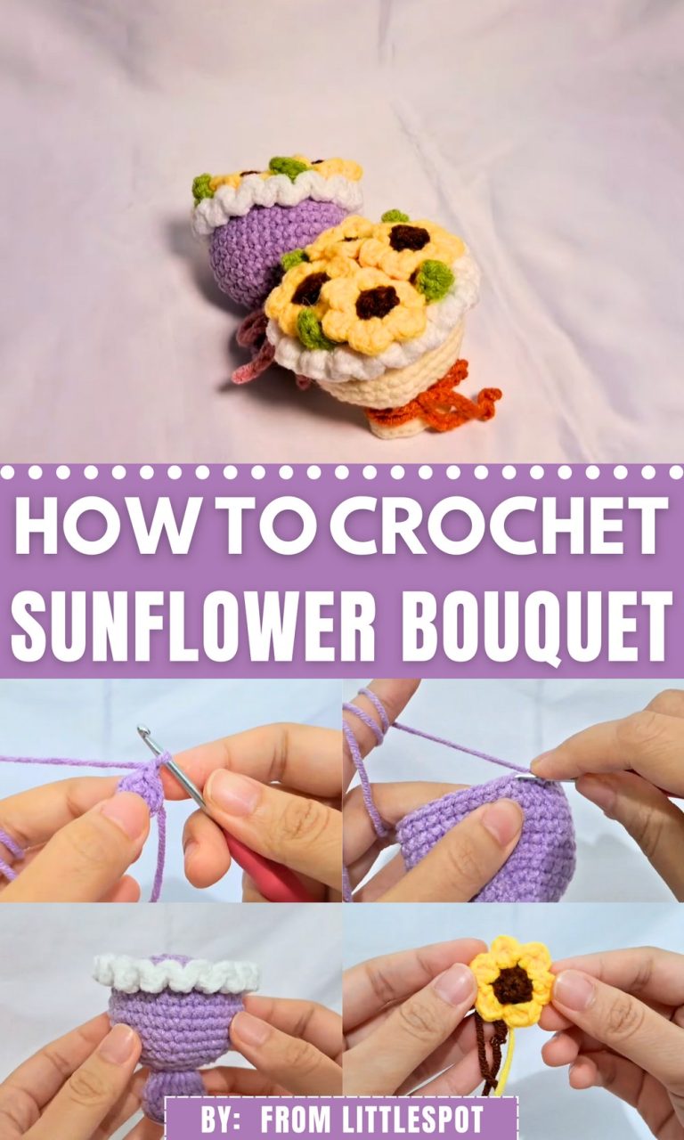 FREE Crochet Mini Sunflower Bouquet Pattern for Happy Corners - Yours ...