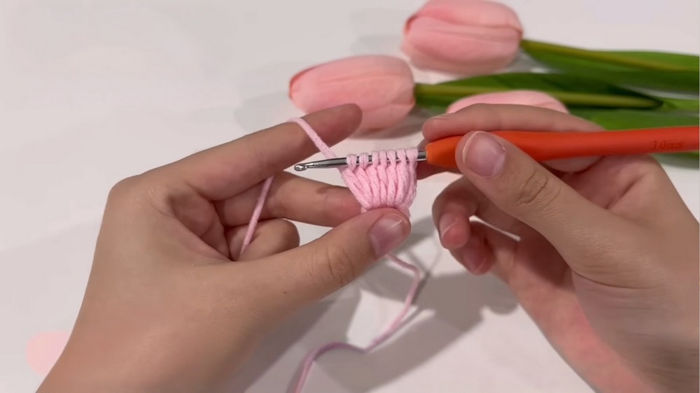 Crochet Puff Flower Mirror
