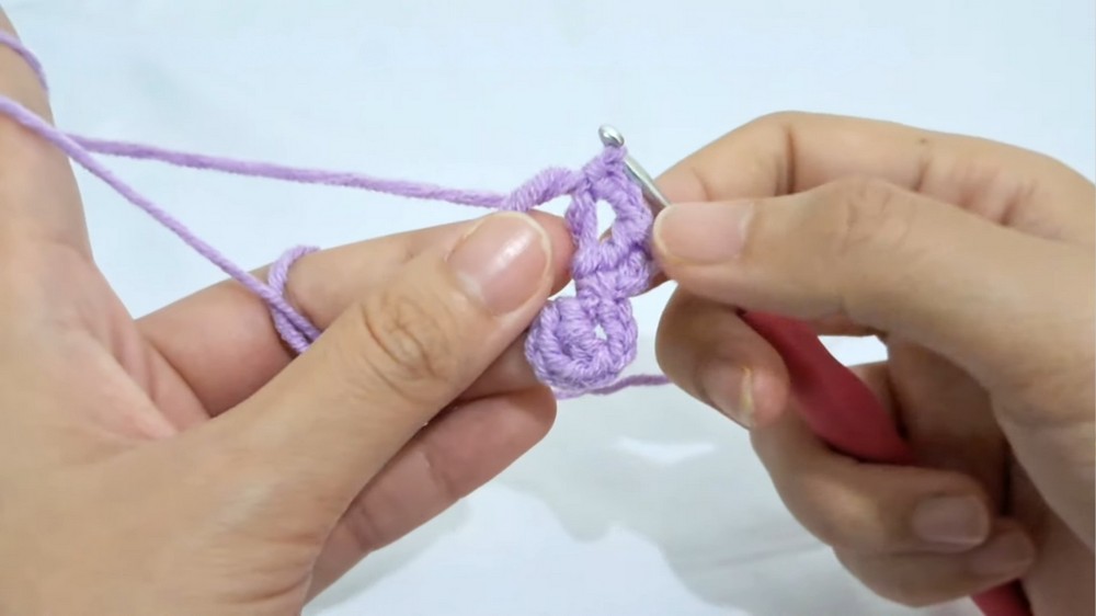 Crochet Heart Ribbon Keychain