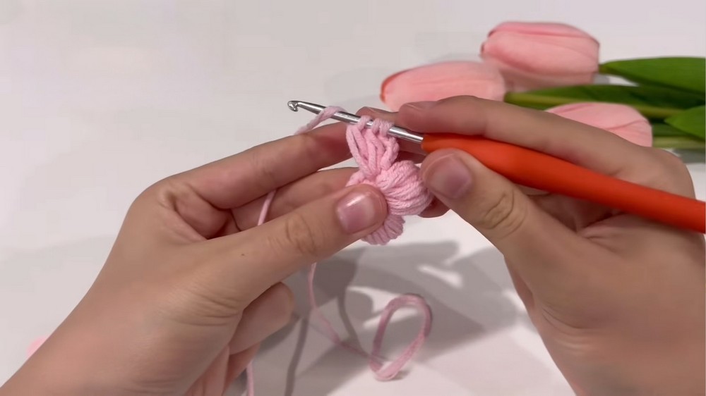 Crochet Puff Flower Mirror