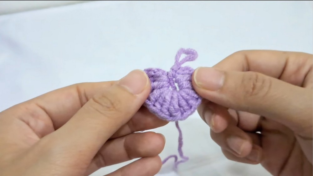 Crochet Heart Ribbon Keychain