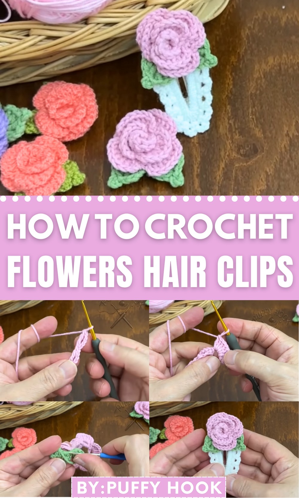 Crochet Flowers Hair Clips
