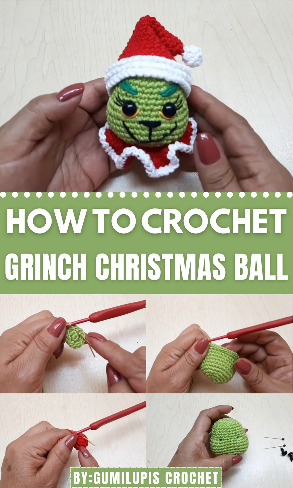 Crochet Grinch Christmas Ball
