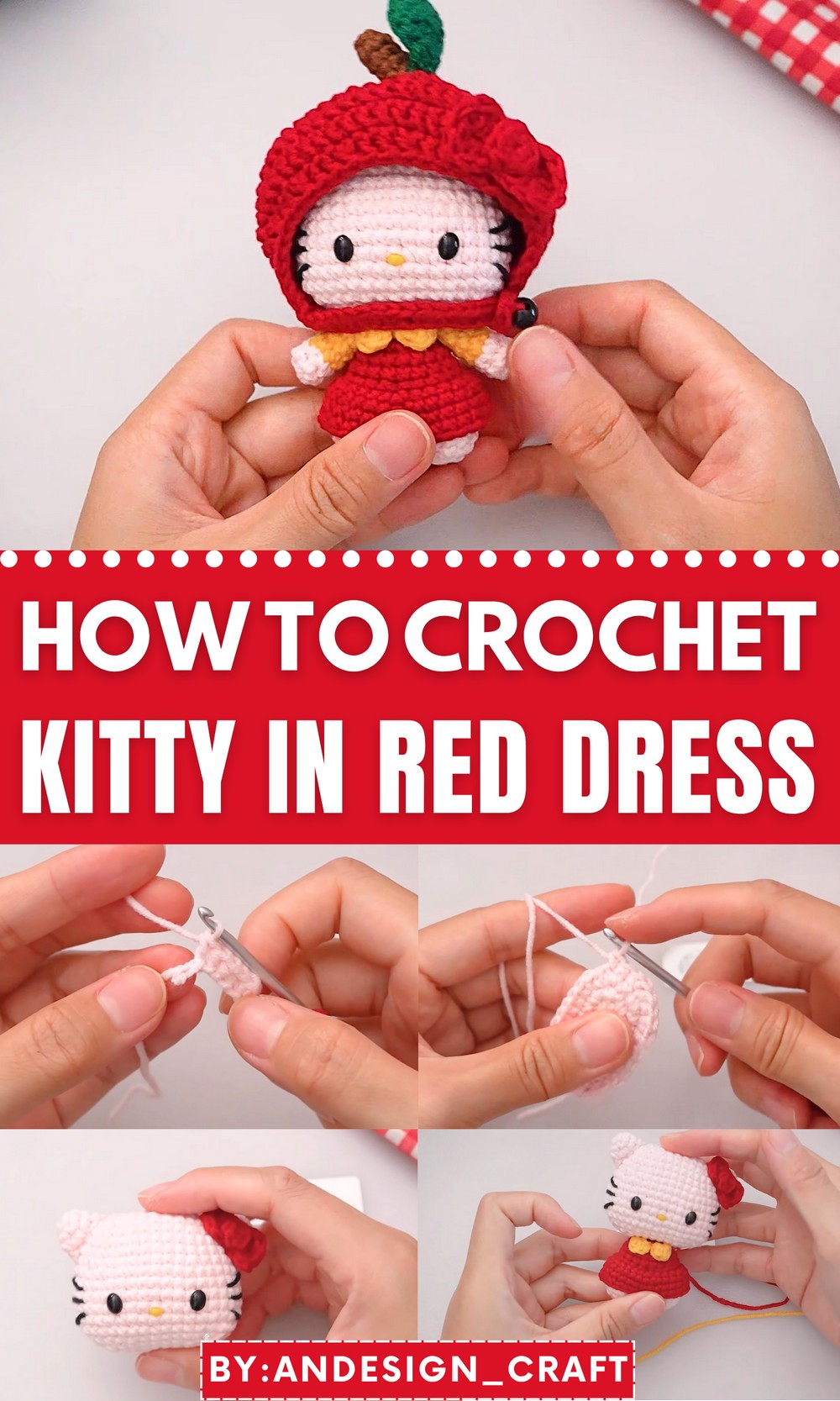 Crochet Kitty In Red Dress