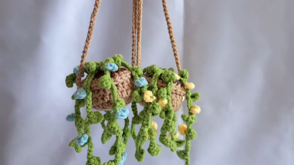 Crochet Hanging Plant Car