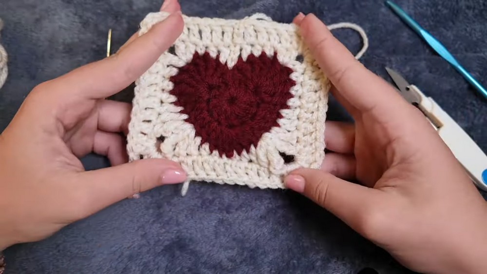 Crochet Heart Granny Square
