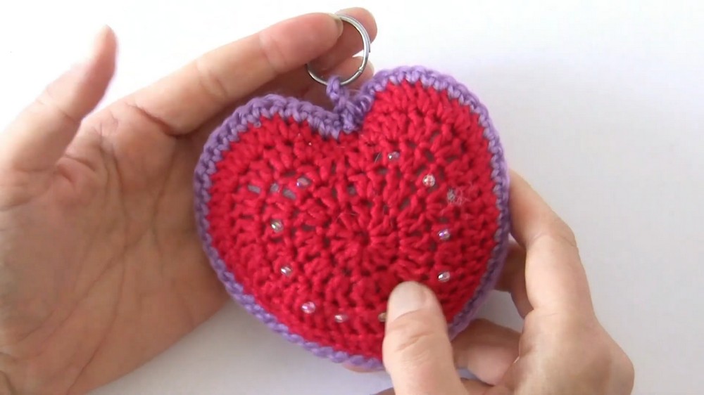 Crochet Heart Keychain