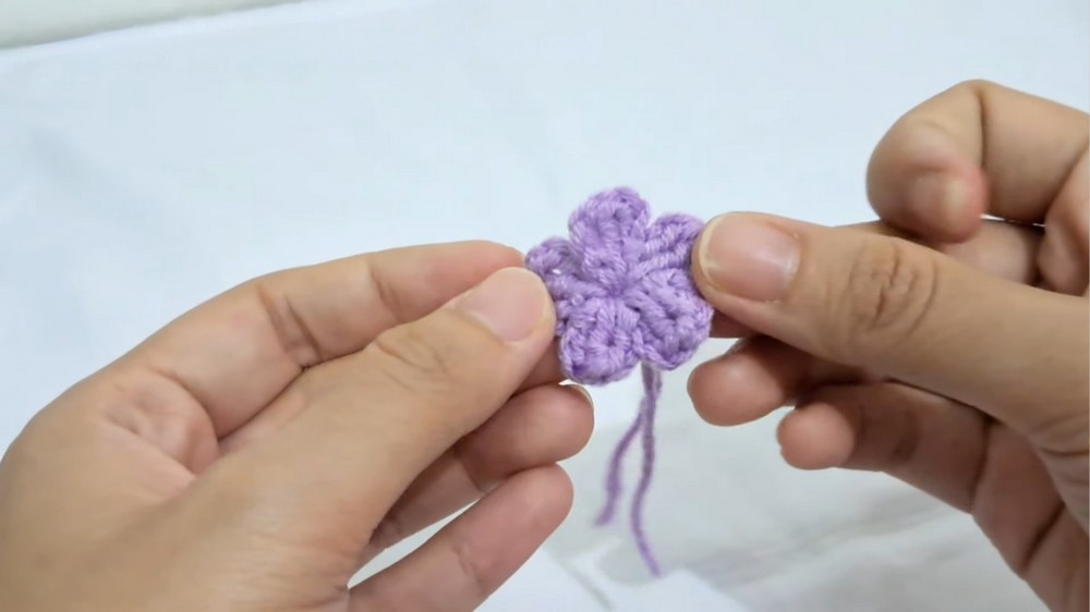 Crochet Heart Ribbon Keychain