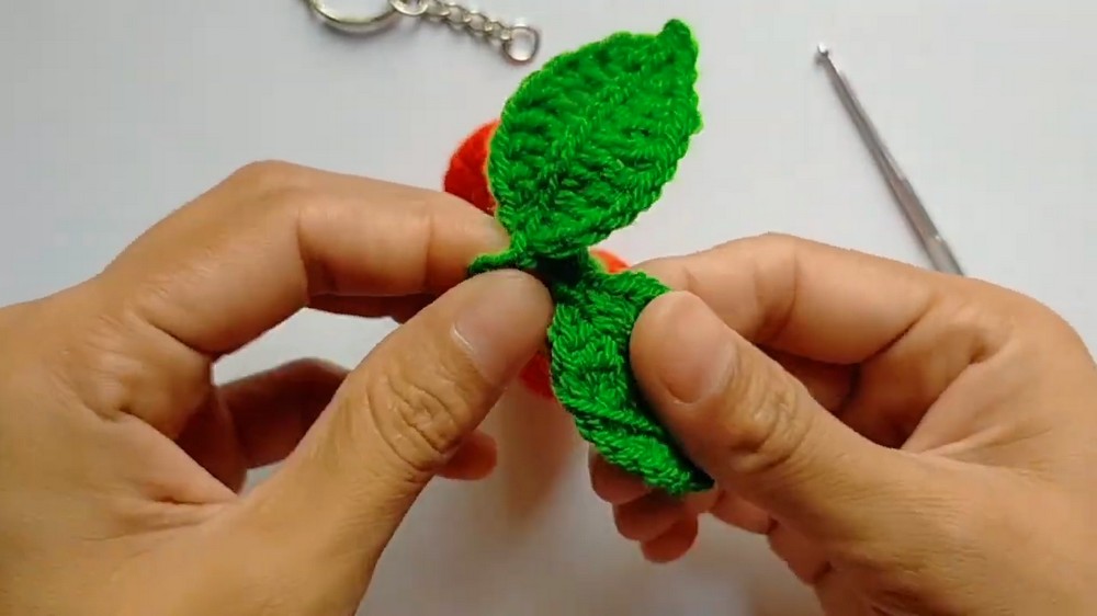 Crochet Cherry Keychain