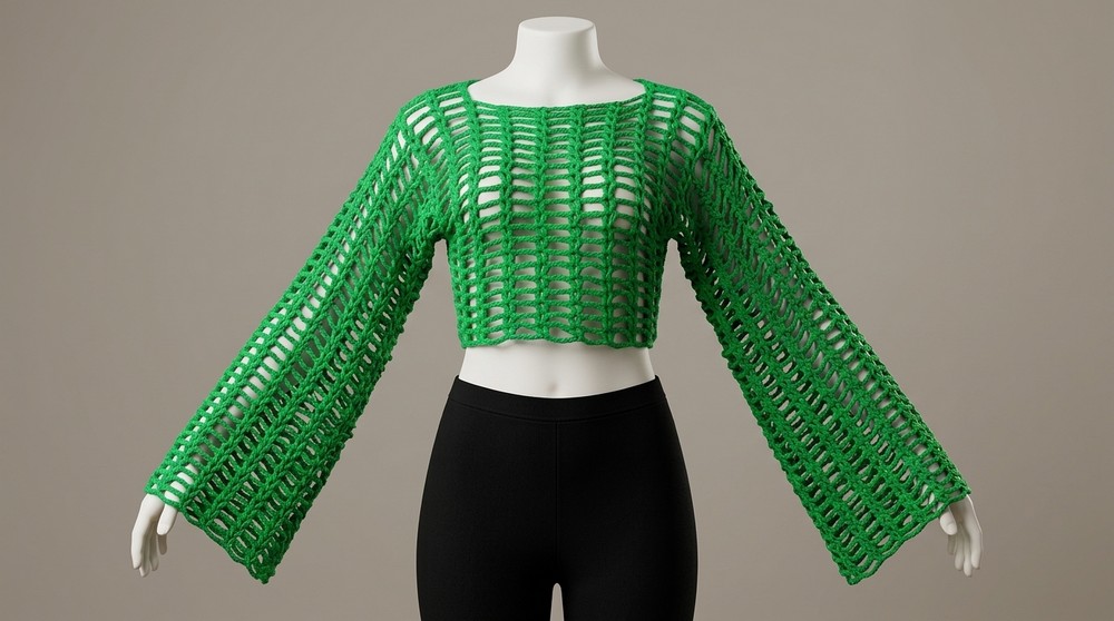 Crochet Long Sleeved Mesh Top Pattern
