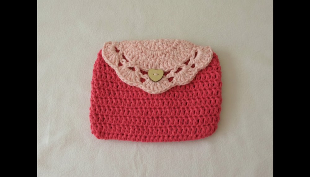 Crochet Coin Purse Heart Button