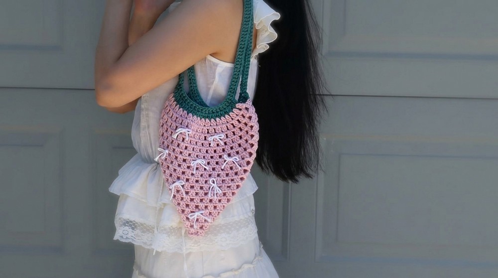 Crochet Strawberry Tote Bag