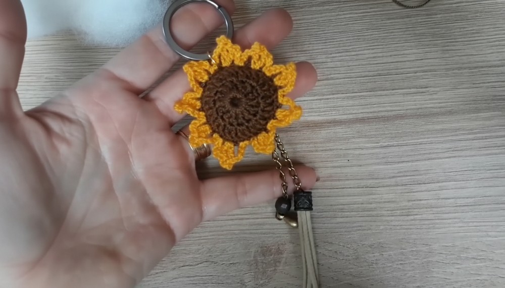 Crochet Sunflower Keychain
