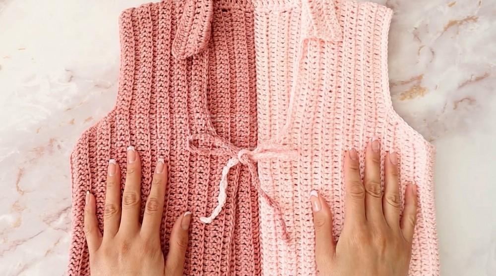 Crochet Tie Cardigan Vest Pattern