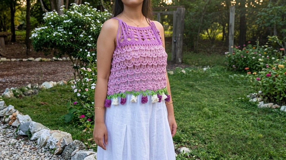 Crochet Lavender Lily Bouquet Top Pattern