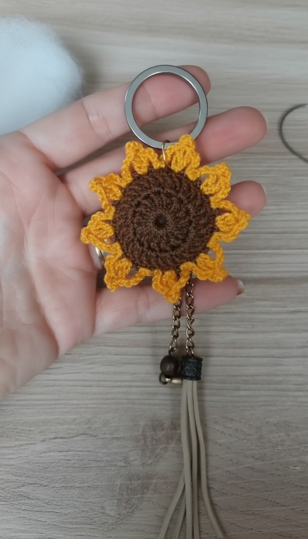 Crochet Sunflower Keychain