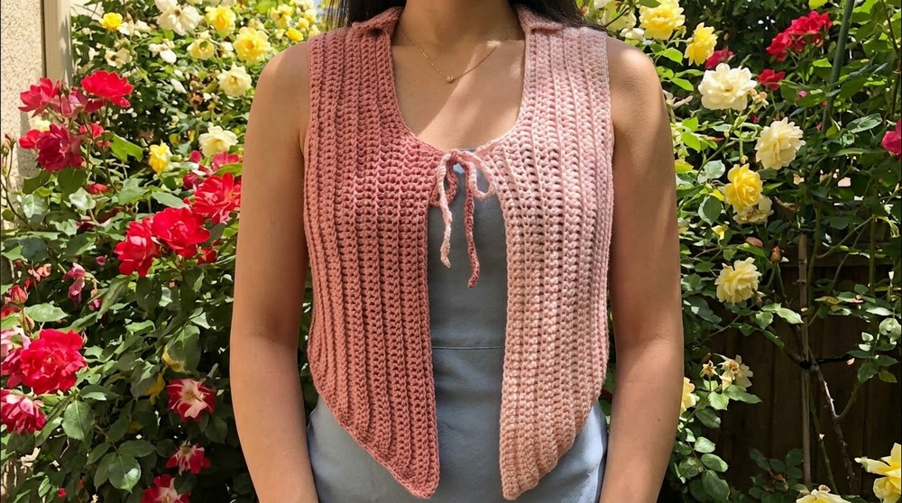 Crochet Tie Cardigan Vest Pattern