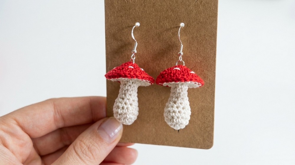 Crochet Mushroom Earrings Pattern