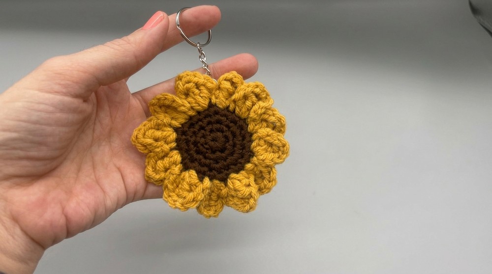 Crochet Sunflower Keychain Pattern
