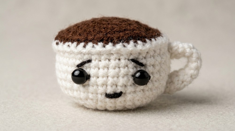 Crochet Coffee Cup Keychain