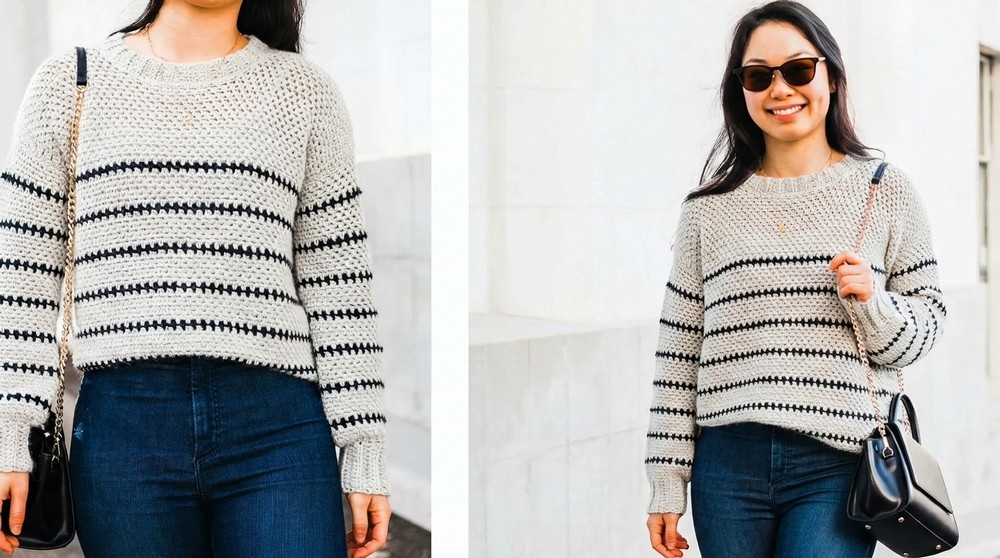 Crochet Striped Sweater