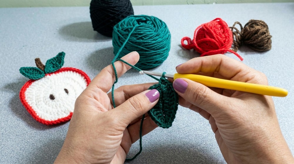 Crochet Apple Coaster
