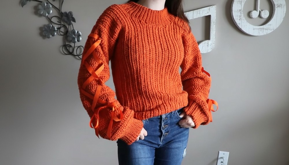 Crochet Fall Ribbed Sweater