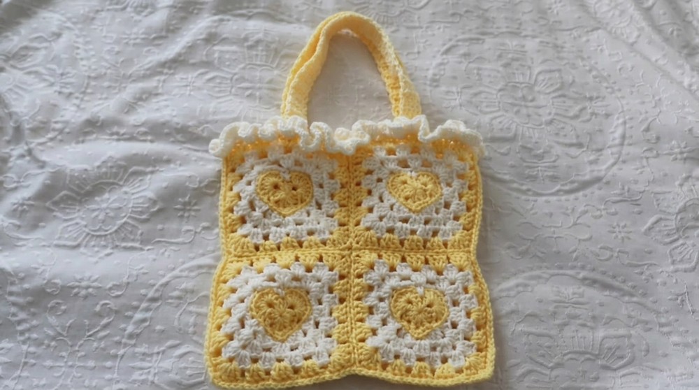 Crochet Heart Granny Square Bag Pattern