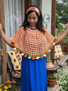 Crochet Flower Bouquet Poncho Pattern