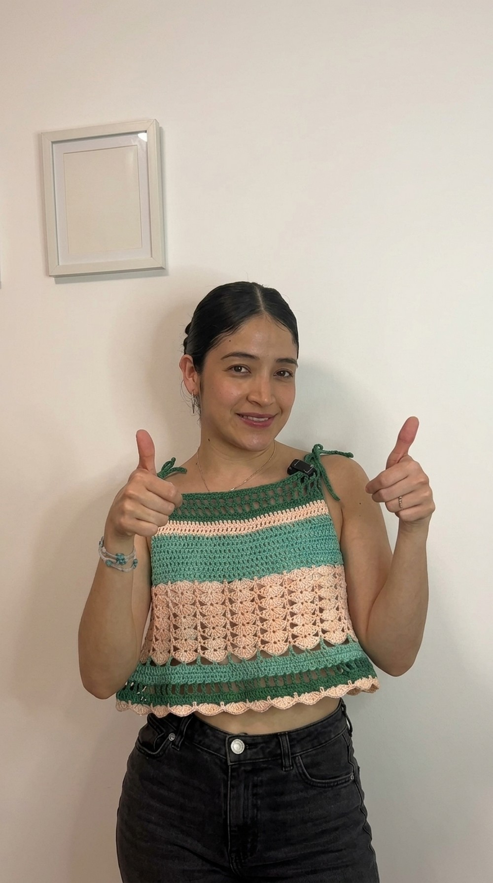 Crochet Ruffled Peplum Top