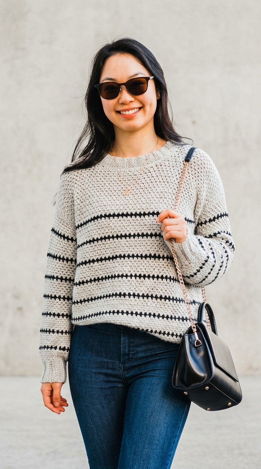 Crochet Striped Sweater