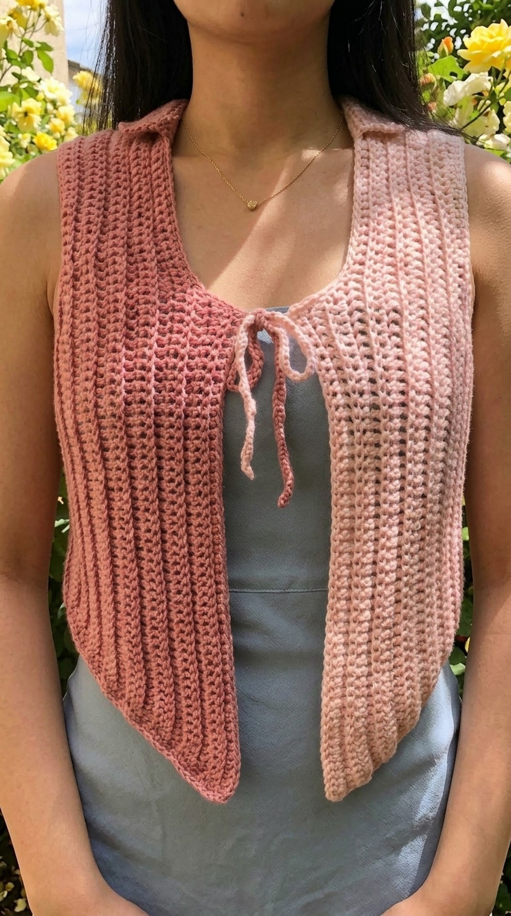 Crochet Tie Cardigan Vest Pattern