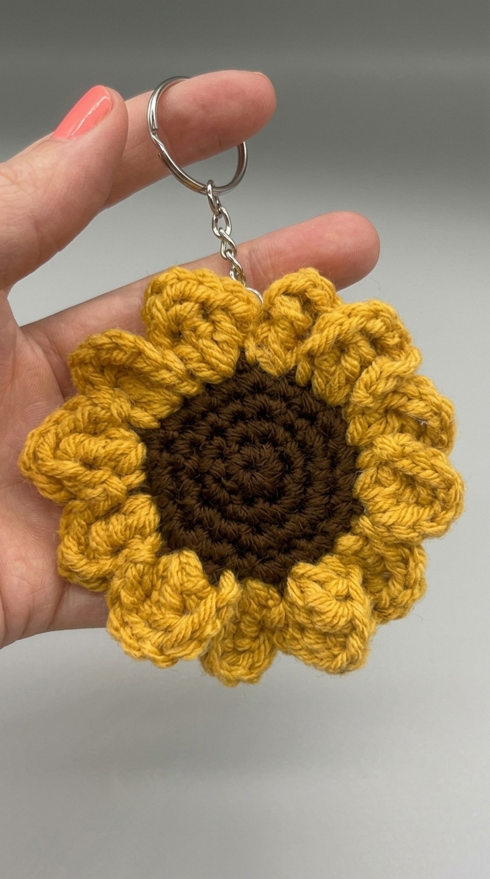 Crochet Sunflower Keychain Pattern