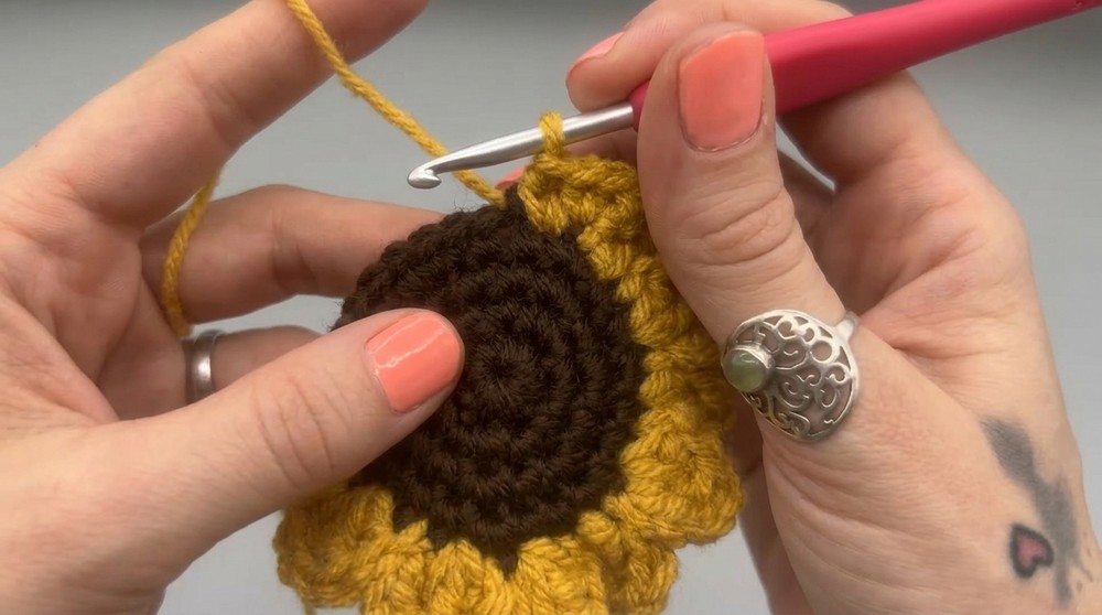 Crochet Sunflower Keychain Pattern