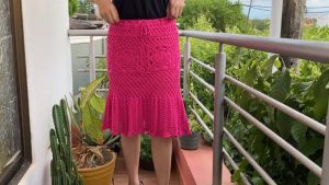 Crochet Ruffle Long Skirt