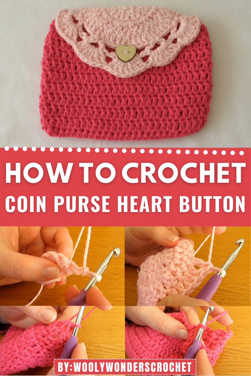 Crochet Coin Purse Heart Button