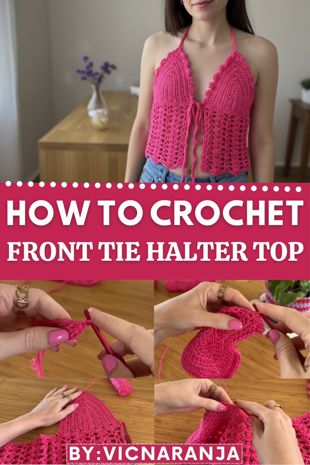 Crochet Front Tie Halter Top