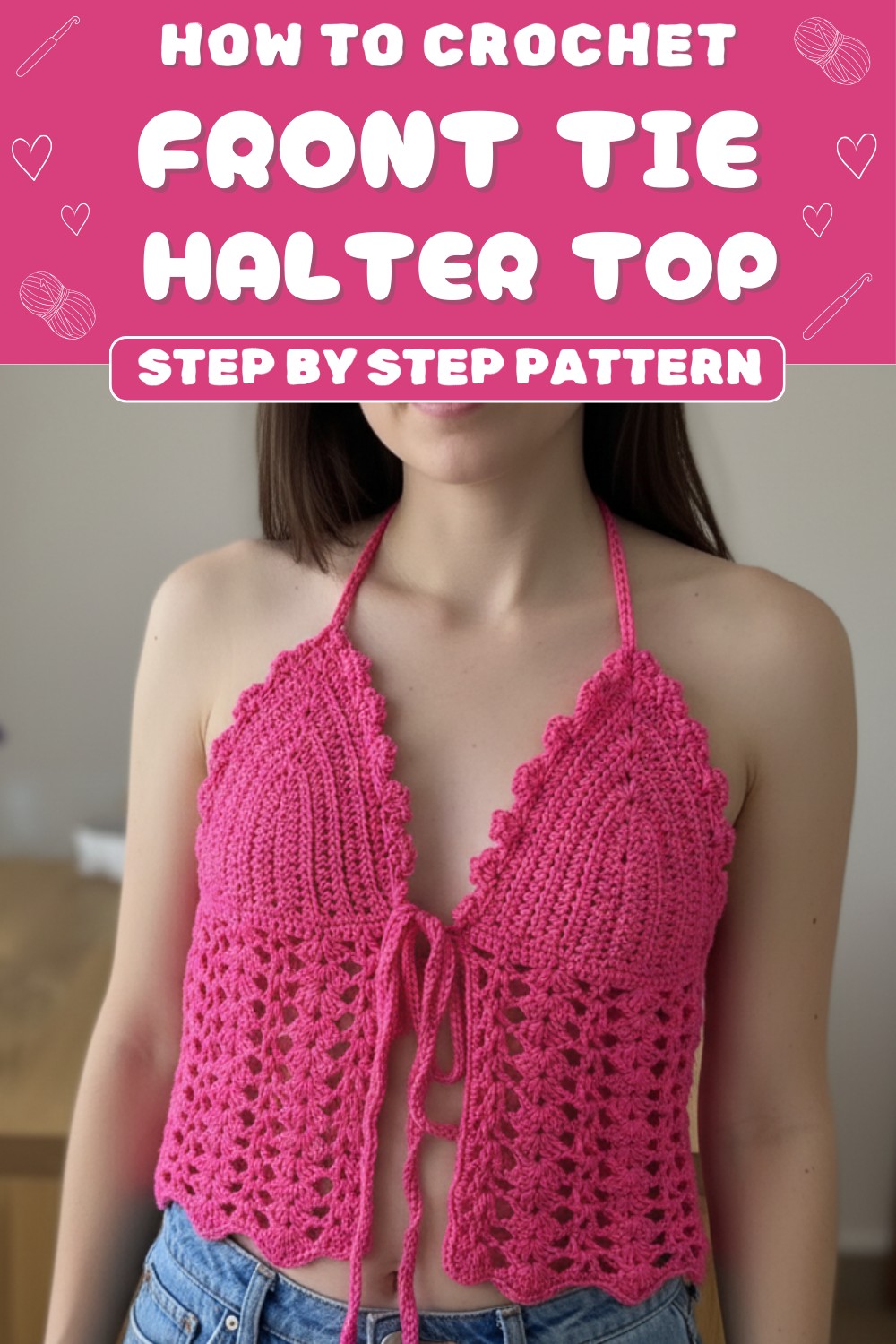 Crochet Front Tie Halter Top
