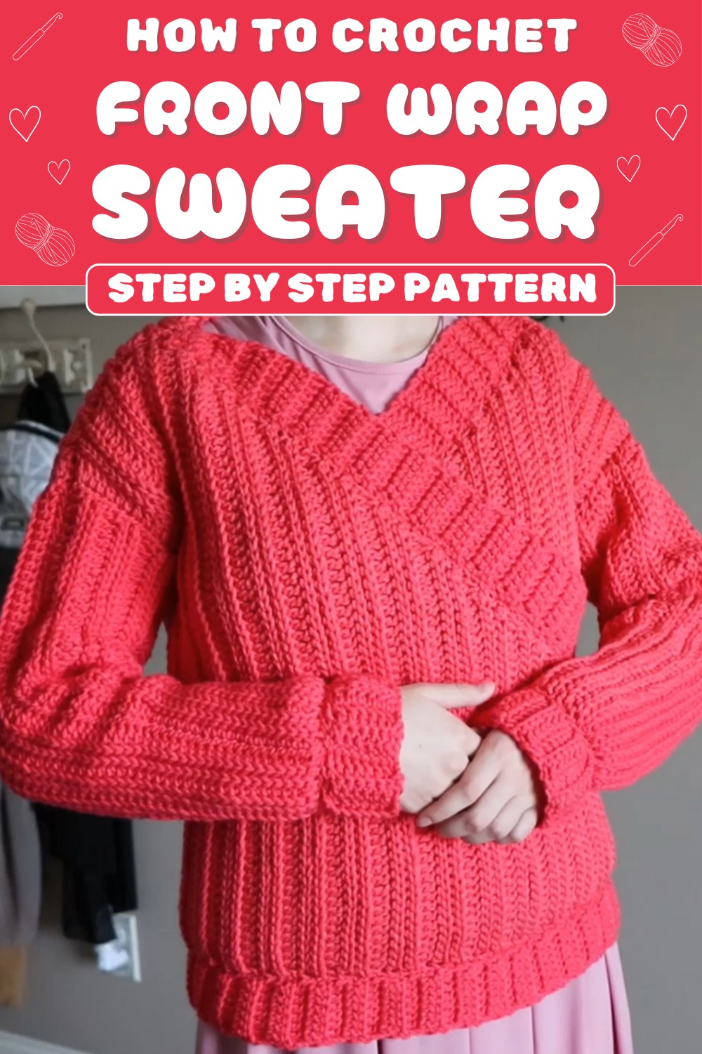 Crochet Front Wrap Sweater 