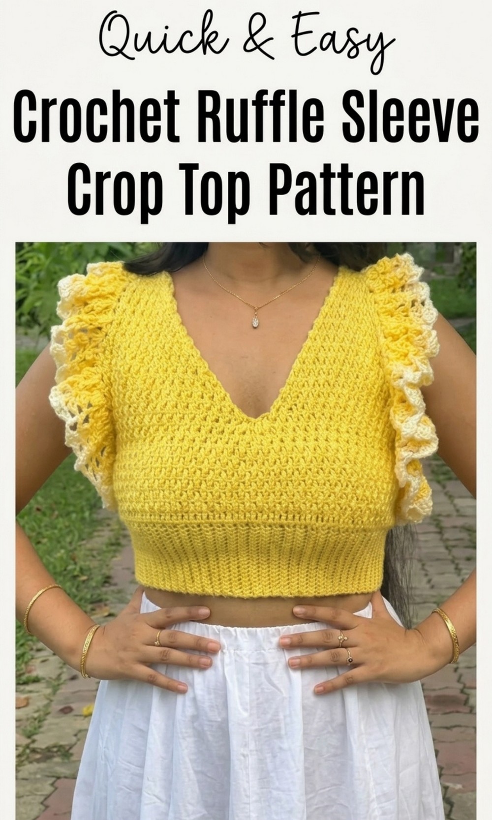 Crochet Ruffle Sleeve Crop Top Pattern