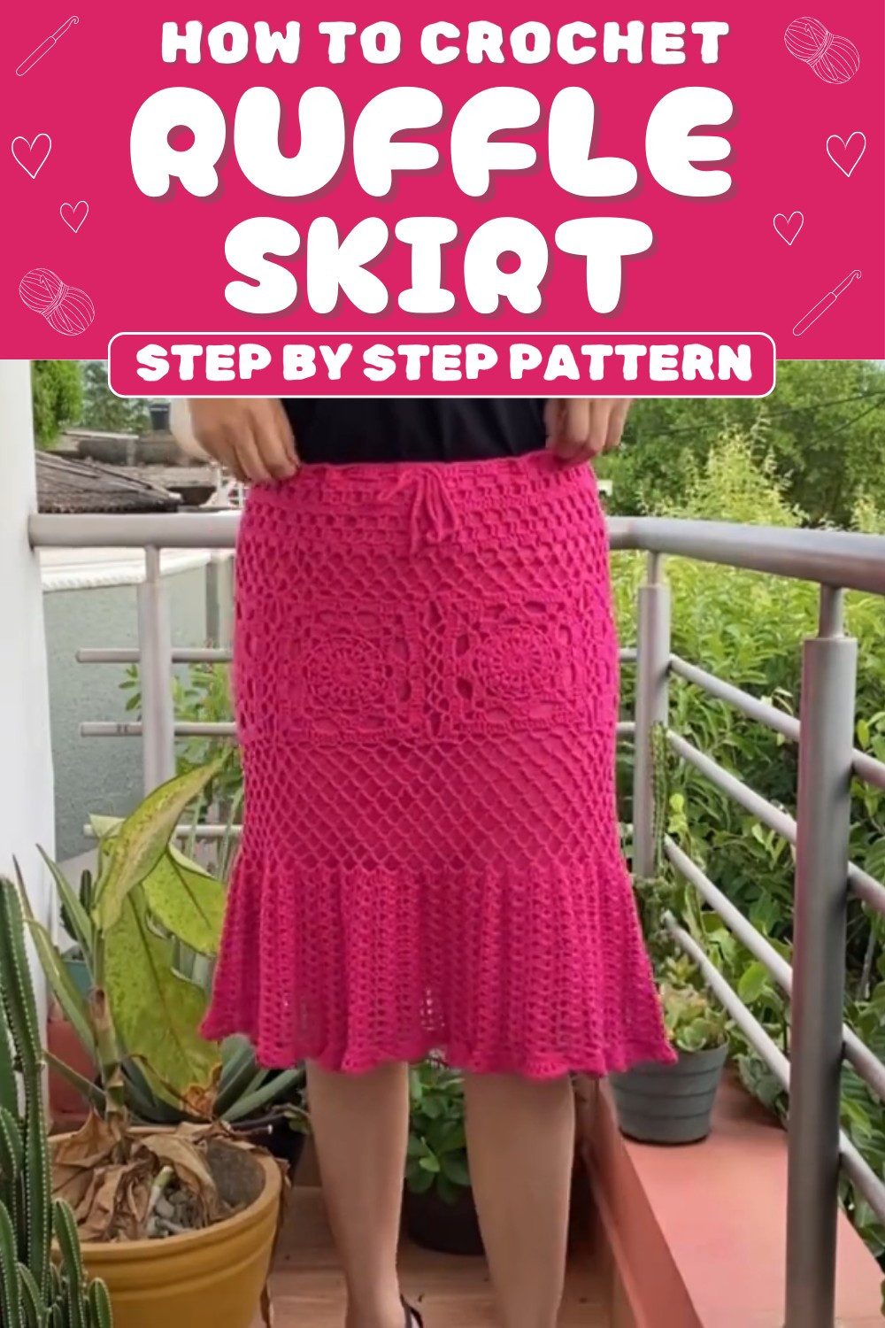 Crochet Ruffle Long Skirt