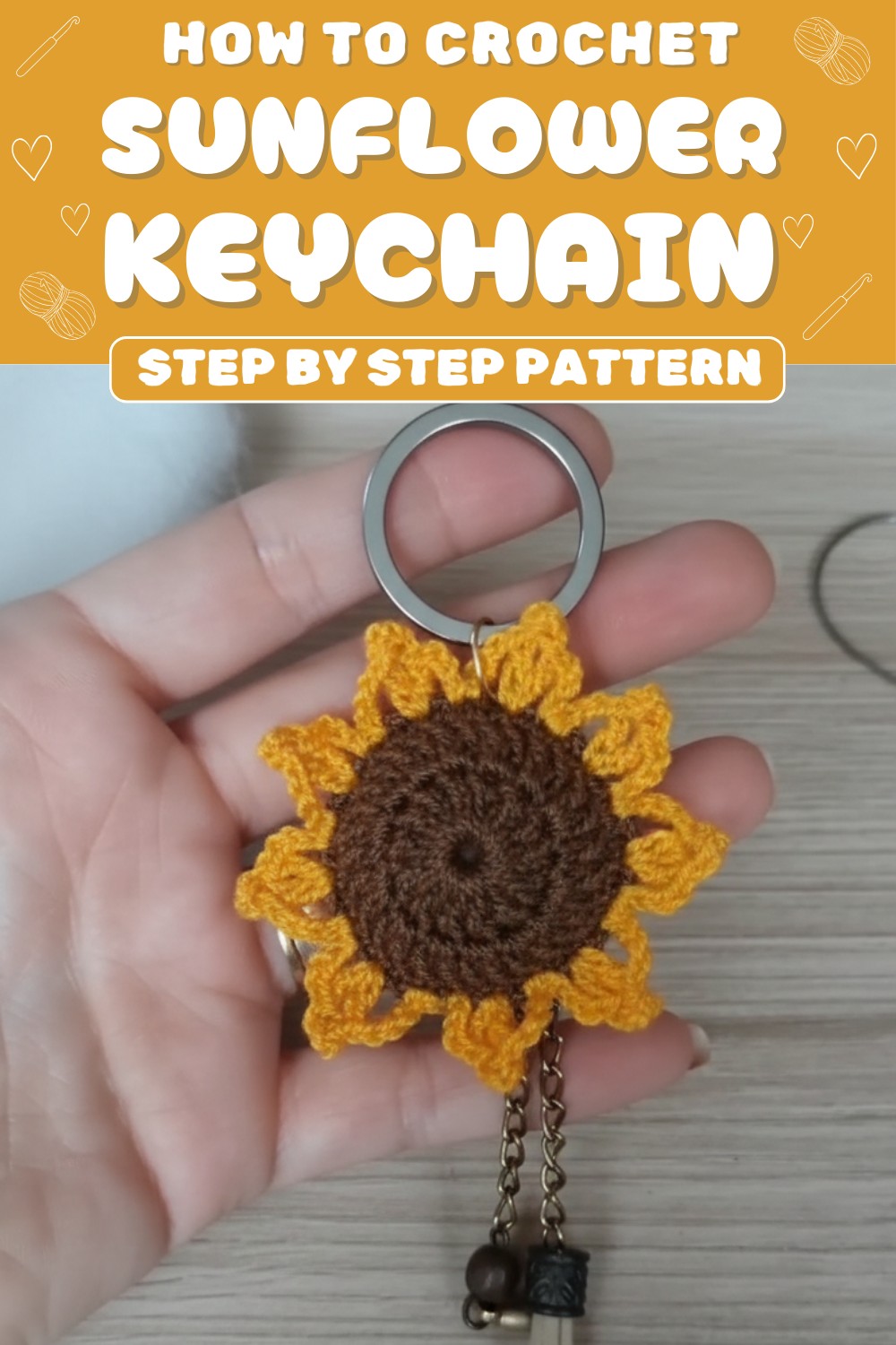 Crochet Sunflower Keychain