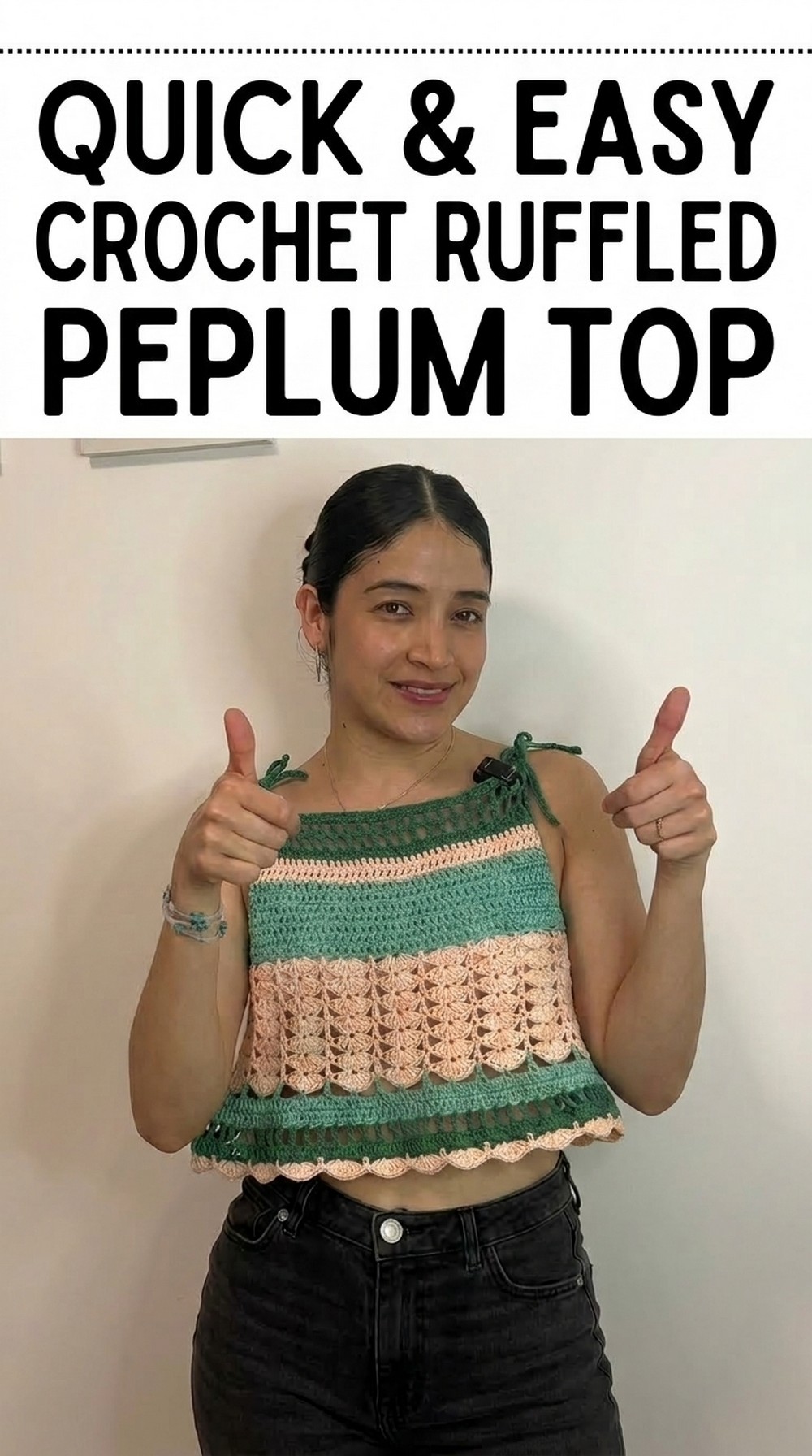 Crochet Ruffled Peplum Top