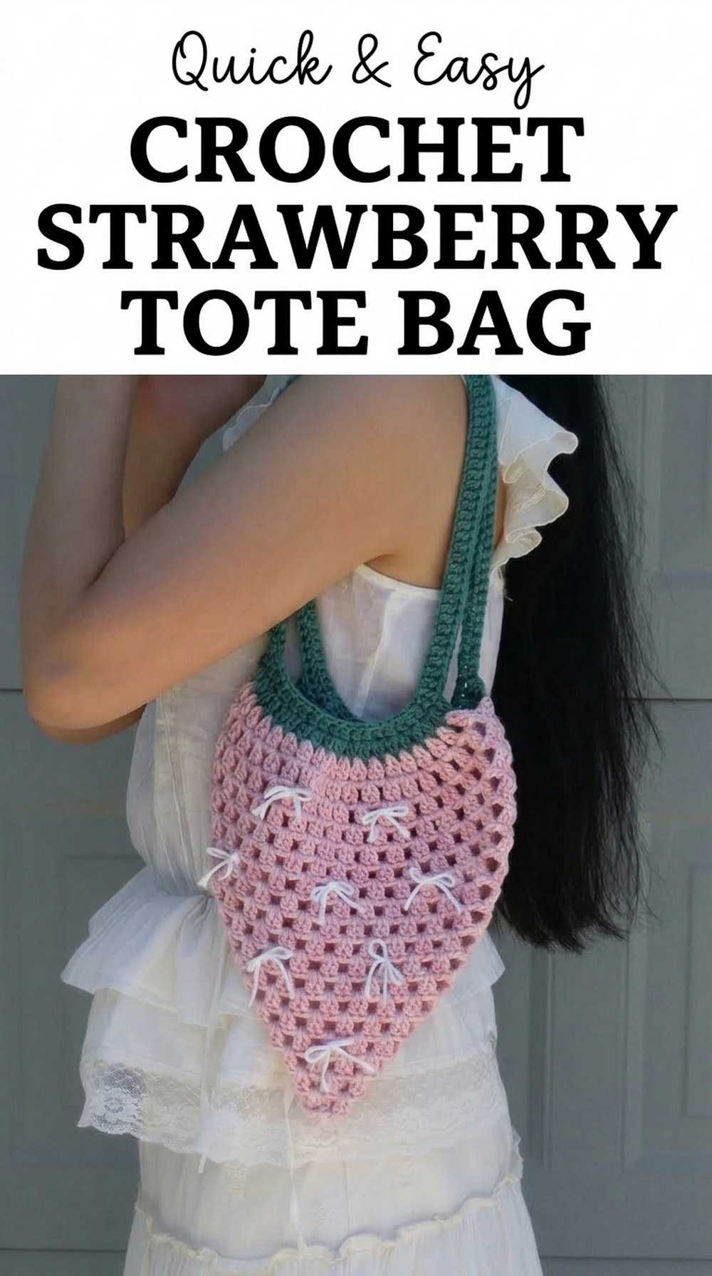 Crochet Strawberry Tote Bag