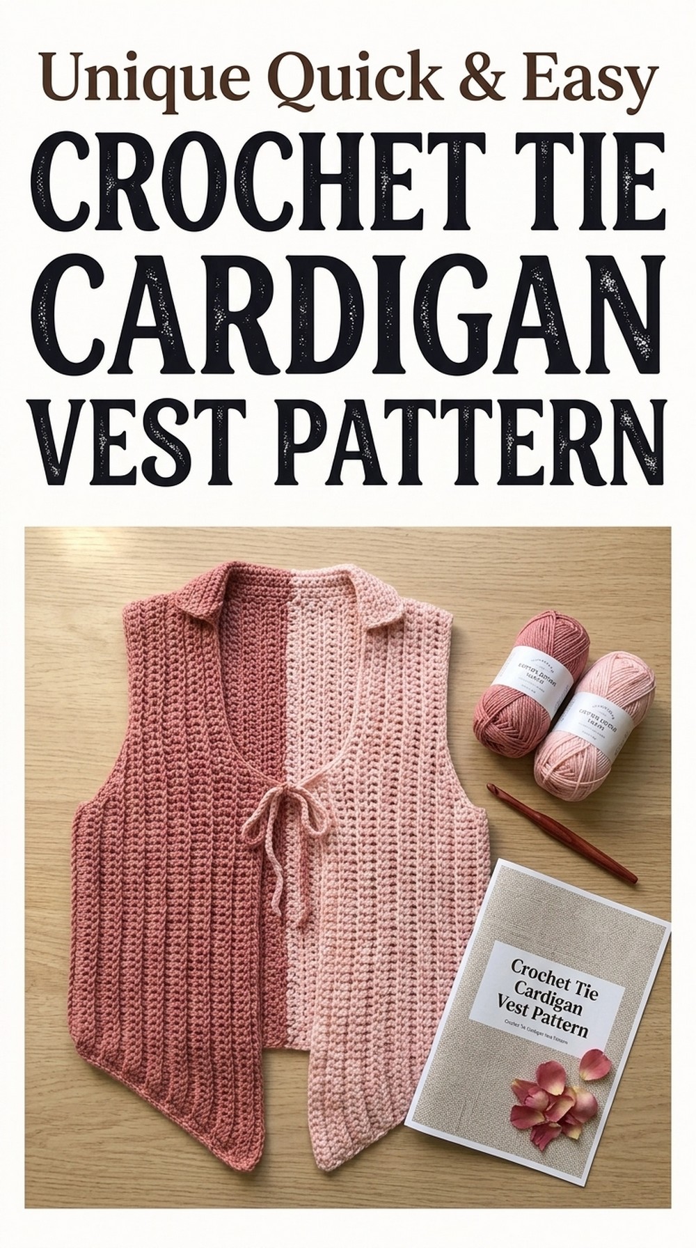 Crochet Tie Cardigan Vest Pattern