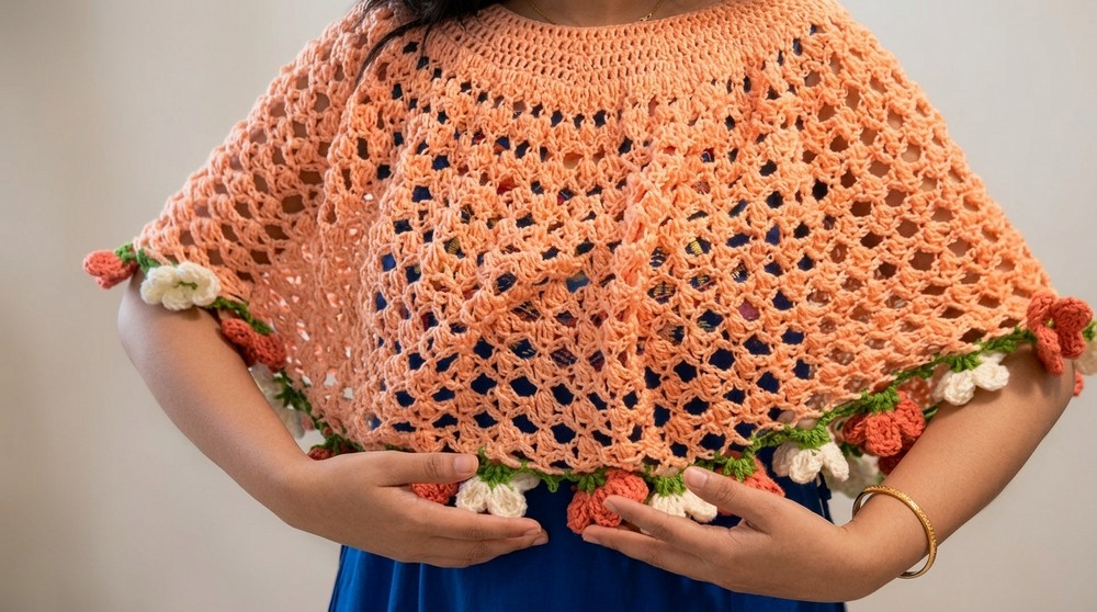 Crochet Flower Bouquet Poncho Pattern