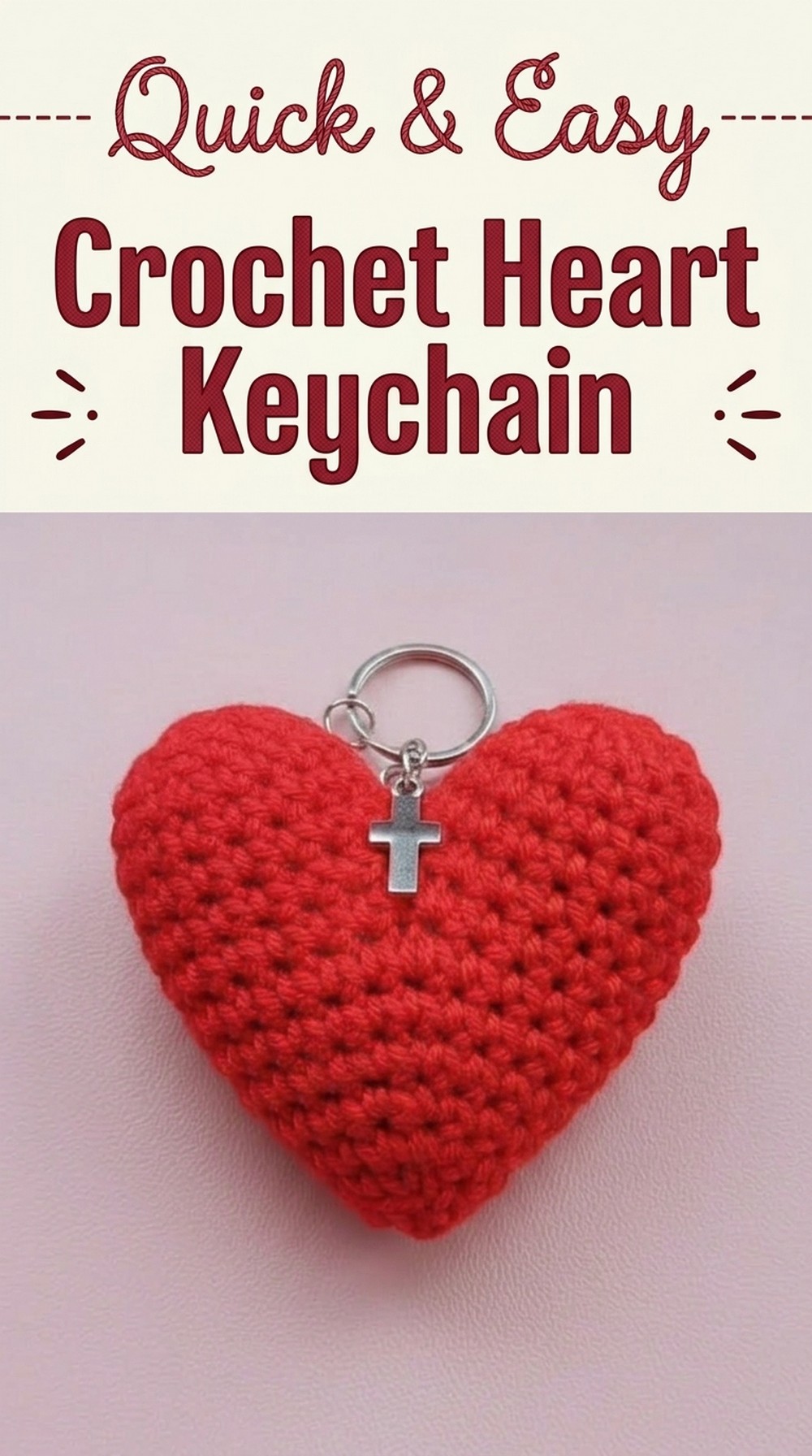  Crochet Heart Keychain